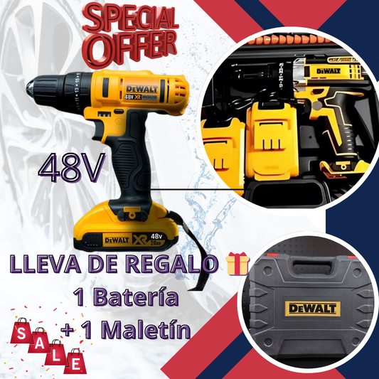 PowerDrill Pro Dewalt 48V PREMIUM + 🎁 ( 1 Maletín + 1 Batería)