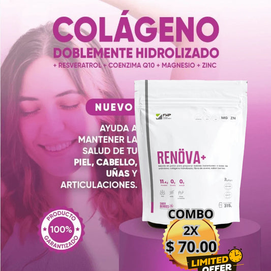 RENÖVA || Colágeno hidrolizado premium con Peptidos de activo + antioxidantes como resveratrol y coenzima Q10